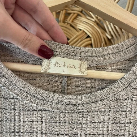 Altar'd State Ivory Taupe Long Bell Sleeve Dress - Picture 5 of 7